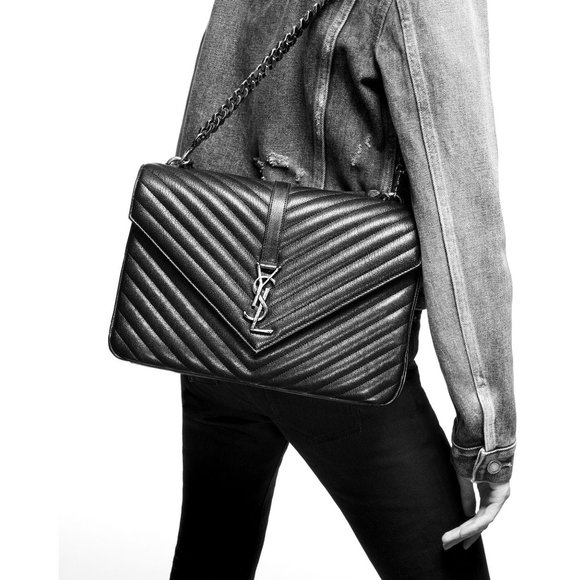 SOLD ON MERC YSL Yves Saint Laurent Large Matelasse Chevron College Bag - Picture 2 of 13